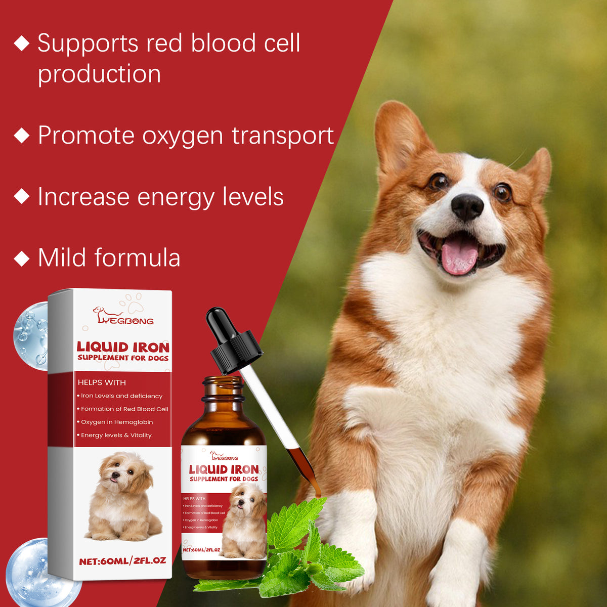 Dog Liquid Iron Drops — Boosts Energy, Red Blood Cells & Vitality
